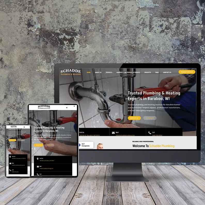 Schadde Plumbing | schadde plumbing mockup of responsive web design