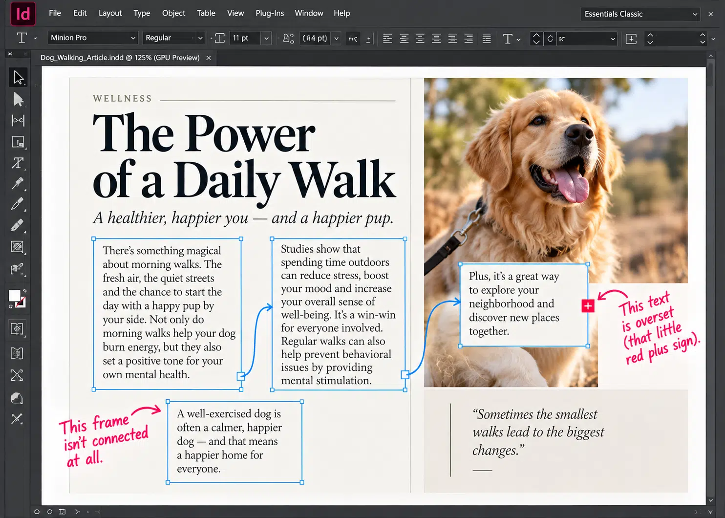 threading paragraphs in InDesign | threading paragraphs in InDesign